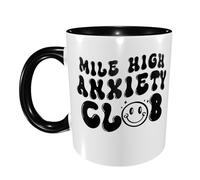 Taza Café Arte Del Club De Ansiedad De Mile High Apta Para Microondas Regalo Personalizado Tazas Graciosas Divertido Regalo Para Jubilación Tazas Desayuno 11Oz