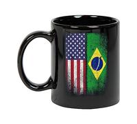 Taza Café Brésil Usa Drapeau Brésilien Américain Présent Bandeira Do Brasil Con Asa Taza Personalizada Taza De Porcelana Para Amiga Familiare Espresso