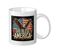 Taza Café Dios Bendiga A Estados Unidos, Estados Unidos Patriótico Colorido Taza Te Minimalista Mug Para Familiare Decorar Oficina