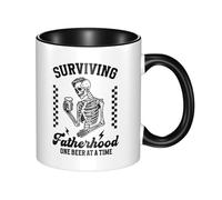 Taza Café Esqueleto Divertido Sobreviviendo A Father Hood Una Cerveza A La Vez Divertido Regalo Original Tazas Desayuno Apta Para Microondas Regalo Para Jubilación Tazas Graciosas 11Oz
