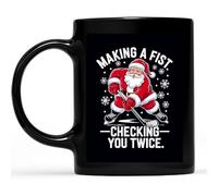 Taza Café Faire Un Poing En Te Vérifiant Deux Fois, Le Hockey Du Père Noël Moche De Noël Colorido Taza Te Diseño Tazas De Desayuno Para Espresso Leche Recuerdos