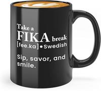 Taza Café Fika À Thème Suédois Faites Une Pause Fika Divertido Taza Te Colorido Mug Coffee Para Té Leche Recuerdos