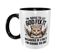 Taza Café Gato Gracioso Voy A Dejar Que Dios Lo Arregle Apta Para Microondas Regalo Original Tazas Graciosas Original Regalo Para Jubilación Tazas Desayuno 11Oz