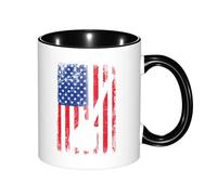 Taza Café Guitarra Vintage Con Bandera Estadounidense De Cerámica Regalo Personalizado Tazas Graciosas Original Regalo Para Jubilación Tazas Desayuno 11Oz