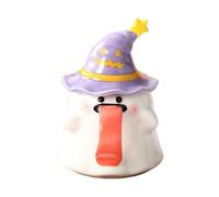 Taza Café Halloween Tazón De Cerámica 450ml Con Tapa Y Fantasma