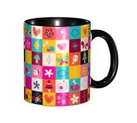 Taza Café Hongos Retro, Flores Y Mariposas Apta Para Microondas Regalo Para Jubilación Tazas Graciosas Divertido Regalo Para Enamorados Tazas Desayuno 11Oz