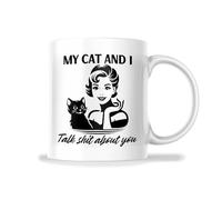 Taza Café Mon Chat Et Moi, On Dit Du Mal De Toi - Amoureux Des Chats - Sarcastique Vintage Taza De Café Minimalista Mug Coffee Para Té Espresso Oficina