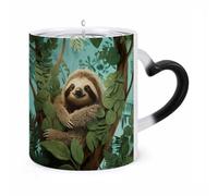 Taza cambiante con diseño de perezoso Hug Tree de 325 ml, taza de café caliente con asa en forma de oreja, divertidas tazas de cerámica, tazas personalizadas novedosas, tazas de té caliente para hom