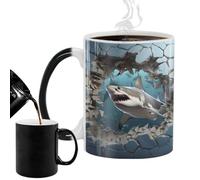 taza cambiante de calor, taza de cambio de color | Magia de cerámica | taza de agua | Linda taza mágica sensible al calor con estampado de peces marinos, intercambiador de calor para los amantes