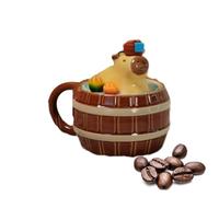 Taza Capybara - Divertidas tazas de té de animales con diseño de capibara, 450 ml tazas de cerámica de dibujos animados con tapa, limpieza sin problemas | Taza de agua capibara, regalos de cumpleaños