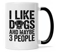 Taza Cerámica Amoureux Des Chiens, J'Aime Les Chiens Et Peut-Être 3 Personnes Con Asa Taza Desayuno Divertido Tazas De Desayuno Para Leche Amiga Oficina