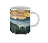 Taza Cerámica Asheville, Carolina Del Norte, Cresta, Montañas Azules, Paisaje De Puesta De Sol Y Niebla Divertido Taza De Café Con Asa Mug Coffee Para Familiare Amiga Té