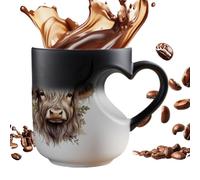 Taza cerámica cambiante color 400 ml corazón de cerámica | Taza de café estética para té whisky cerveza tiempo frío picnic senderismo camping juegos fiesta