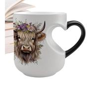 Taza Cerámica Cambiante de Color 400ml Vaso novedoso con asa de corazón y