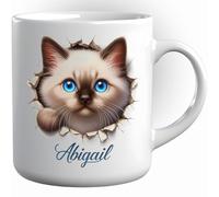 Taza Cerámica Chat Birman Avec Un Trou Dans Le Papier Divertido Taza Desayuno Minimalista Mug Para Amiga Familiare Té