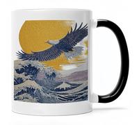 Taza Cerámica Eagle Planant Au-Dessus Des Vagues Soleil Doré Resistente Taza De Cerámica Minimalista Mug Para Familiare Leche Amiga