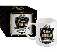 Taza Cerámica para Desayuno en Color Blanco de 300 ml, Un Regalo Original para Familia y Amigos - "El mejor ABUELO del mundo!"