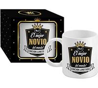 Taza Cerámica para Desayuno en Color Blanco de 300 ml, Un Regalo Original para Familia y Amigos - "El mejor NOVIO del mundo!"