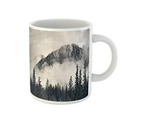 Taza Cerámica Parque Nacional Banff, Canadá: Montañas Brumosas Y Árboles Diseño Taza De Café De Cerámica Personalizada Mug Coffee Para Oficina Familiare Té