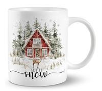 Taza Cerámica Reno Navideño De Invierno Deja Que Nieve Ciervo Minimalista Taza De Café De Cerámica Colorido Tazas De Desayuno Para Familiare Amiga Oficina
