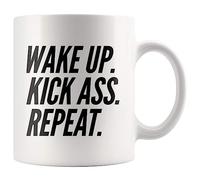 Taza Cerámica Réveille-Toi Drôle Et Déchire Tout ! Répète Con Asa Taza Te Resistente Taza De Porcelana Para Familiare Amiga Té