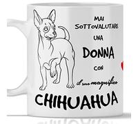 Taza Chihuahua para desayuno, té, tisana, café, capuchino. Gadget taza nunca subestimar una mujer con un perro chihuahua. Idea de regalo original