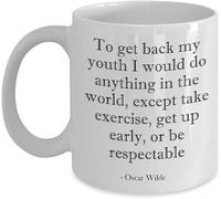 Taza Citation Inspirante Et Sarcastique D'Oscar Wilde Sur L'Exercice Physique Chez Les Jeunes Con Asa Taza De Café De Cerámica Personalizada Taza De Porcelana Para Recuerdos Leche Té