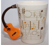 Taza con asa de Guitarra acústica y diseño de Partitura Musical