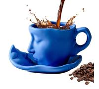 Taza con cara cara tazas de café conjunto con platillo beso cara tazas de té platillos juego personalizado taza de té con cuchara regalos personalizados 100 ml