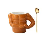 Taza con cuchara de musculatura con cuchara, divertida taza de batido de proteínas y taza deportiva, incluye cuchara medidora para polvo, vaso mezclador grande de 400 ml para bebidas de fitness, ideal