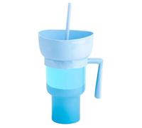 Taza con cuenco para aperitivos, juego de comida para niños, taza de 2 en 1 con asa y popote, vaso portátil para viajes, picnic, noche de cine al aire libre, restaurante, hogar, coche, estadio