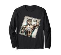 Taza con diseño de gato fuerte para amantes del café Manga Larga