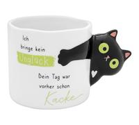 Taza con diseño de gato negro | Taza de café con asa en forma de gato, altura 8,9 cm, diámetro 9,7 cm, volumen 47 olomita, regalo, regalo de cumpleaños, amigos de los gatos | 74841