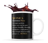 Taza con el nombre Monica con definición humorística ideal para un regalo original