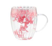 Taza Con Flores Secas - Taza De Vidrio Con Flores Secas, Taza De Café Transparente De Doble Pared De 300 Ml Con Asa | Vasos De Beber, Taza De Café Espresso Para Hombres Y Mujeres