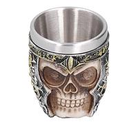 Taza con forma de calavera, taza con forma de calavera, revestimiento de acero inoxidable de resina, resistente al óxido, ligera, pequeña copa vikinga para bar, fiesta en casa