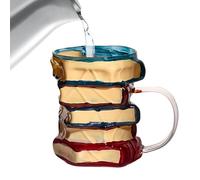 Taza con forma de libro - Botella de agua de vidrio apilable 3D | Taza de vidrio resistente al calor pintada a mano para bebidas frías y calientes | Regalo para amantes de los libros - Club de lectore