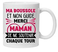 Taza con mensaje y dibujo divertido Mi brújula y mi guía) | Idea de regalo Humor Maman Original Cumpleaños Día de Madre