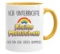 Taza con texto en alemán "Dich unterrichte kleine Menschen (ich bin eine große Nummer), tasse Schulkind, Einschulung - Geschenke - Regenbogen - Geschenk für Erstküller - Schule - Grundschule