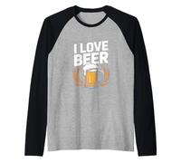 Taza con texto en inglés "I Love Beer Brew" Camiseta Manga Raglan