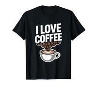Taza con Texto en inglés I Love Coffee Beans Latte Camiseta gráfica económica, Hombre, Negro, XL