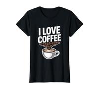 Taza con Texto en inglés I Love Coffee Beans Latte Camiseta gráfica económica, Mujer, Negro, XS