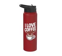 Taza con texto en inglés "I Love Coffee Beans Latte" Stainless Steel Insulated Water Bottle