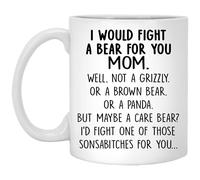 Taza con texto en inglés "I Would Fight A Bear For You Mom", regalos de graduación para mamá de papá, 325 ml