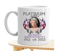 Taza conmemorativa de la reina Isabel - Copa real de 4 x 3 pulgadas, recuerdo del jubileo de platino, cerámica para coleccionistas con diseño histórico, regalo de homenaje para partidarios leales