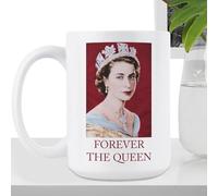 Taza conmemorativa de la reina Isabel II - Taza de té de cerámica de la reina de Inglaterra | Recuerdo británico de 15 onzas, adorno de recuerdo, decoraciones reales para el hogar, regalo y exhibición
