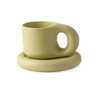 Taza Creativa Hecha a Mano con Mango Grueso de 300ml/320ml, Tazas de café Espresso de cerámica, Vasos para té, Juego de platillos Grandes, Regalos creativos