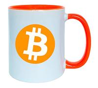 Taza Criptomonedas Bitcoin | Regalo Original | Taza cerámica 11oz | Asa y interior Naranja