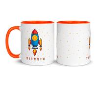 Taza Criptomonedas Bitcoin To The Moon Taza Desayuno, Taza de Café Cerámica Blanca Capacidad 330ml, Regalos Originales (Bitcoin 8-Bits)