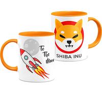 Taza Criptomonedas Shiba Inu To The Moon Taza Desayuno, Taza de Café Cerámica Blanca Capacidad 330ml, Regalos Originales (Shiba-Orange)